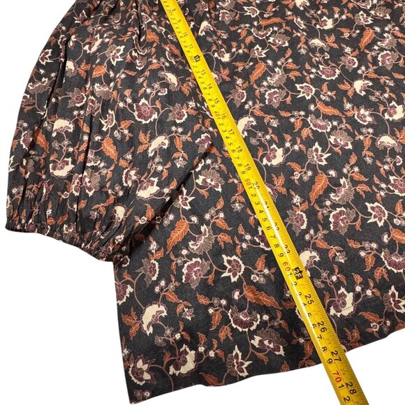 ABLE Boho Floral Top Blouse Sz.3XL Brown 100% Cotton Puff Sleeve Career Cottage - Picture 11 of 15